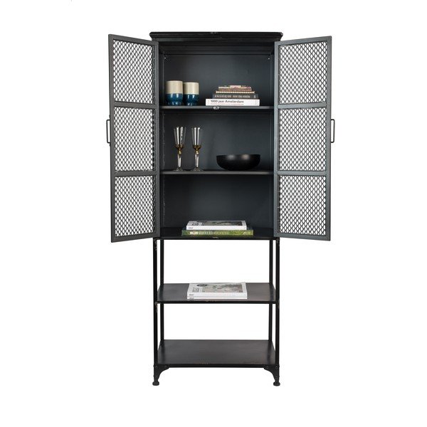 Fekete fém tálalószekrény 60x161 cm Denver – Dutchbone-image-4