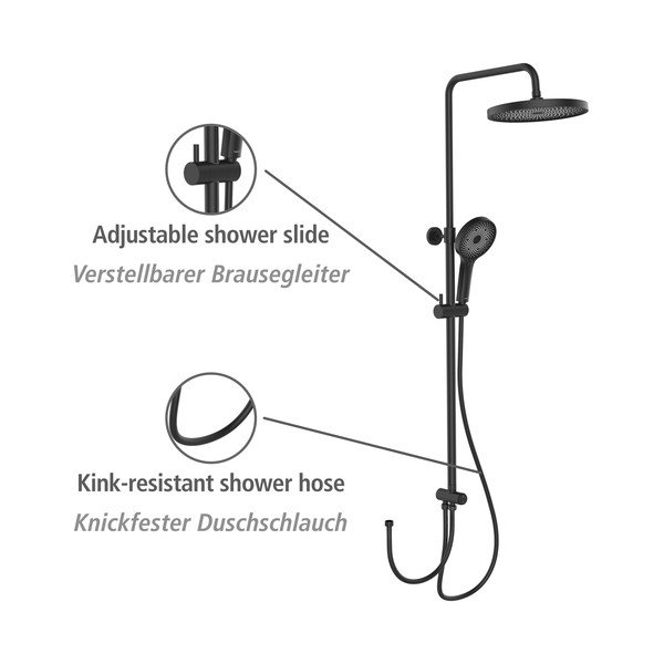 Fekete rozsdamentes acél zuhanyszett 120 cm Soft Water – Wenko-image-4