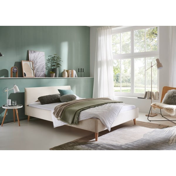 Bézs kárpitozott franciaágy ágyrács nélkül 140x200 cm Wicki – Meise Möbel-image-1