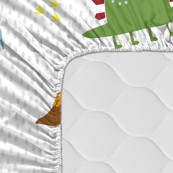 Funnysaurus gyerek pamut lepedő, 90 x 200 cm - Moshi Moshi-image-2