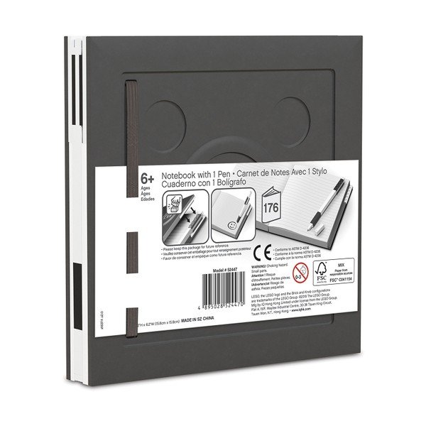 Fekete négyszögletes jegyzetfüzet zselés tollal, 15,9 x 15,9 cm - LEGO®-image-2