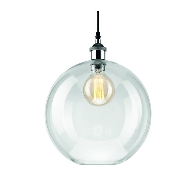 Fekete függőlámpa üveg búrával ø 30 cm Silvia – LAMKUR-image-1