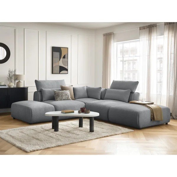 Sötétszürke állítható moduláris sarokkanapé Jana – Bobochic Paris-image-3