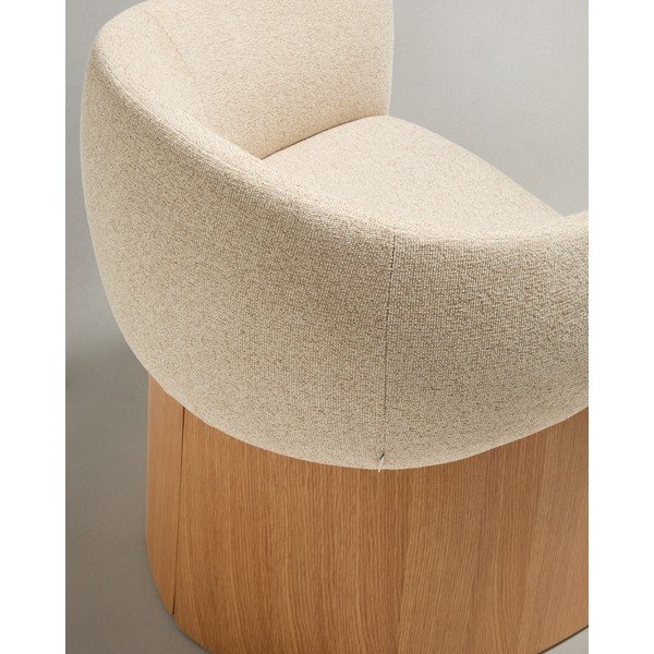 Bézs kárpitozott karfás étkezőfotel Bosca – Kave Home-image-4
