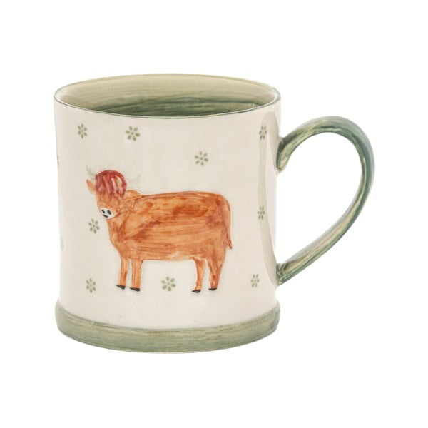 Zöld-bézs agyagkerámia bögre 225 ml Cow – Sass & Belle