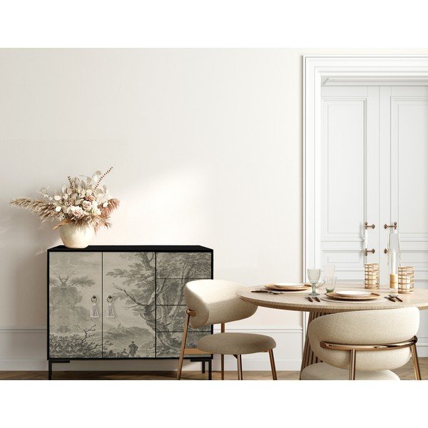 Fekete-bézs alacsony komód 113x84 cm Wilma – Really Nice Things-image-3