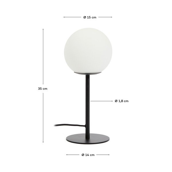 Fehér-fekete asztali lámpa üveg búrával (magasság 35 cm) Brisia – Kave Home-image-4