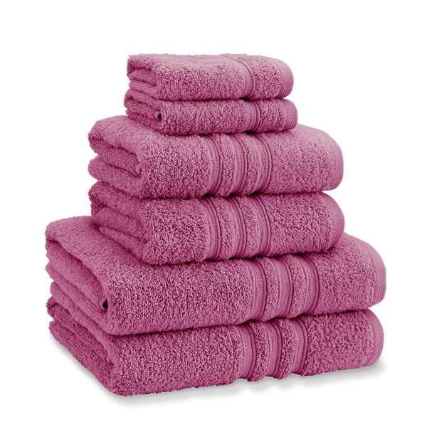 Sötét rózsaszín frottír pamut törölköző és fürdőlepedő készlet 6 db-os Zero Twist – Catherine Lansfield