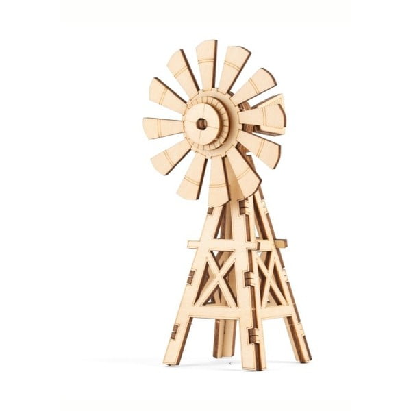 Windmill szélmalom formájú 3D fa puzzle - Kikkerland