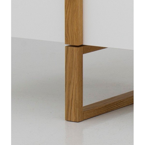 Birka fehér TV-állvány tölgyfa lábakkal - Tenzo-image-1