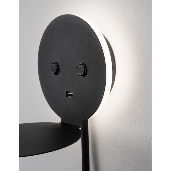 Fekete alumínium LED fali lámpa hajlítható szerkezettel-USB csatlakozóval Eclip – Nova Luce-image-2