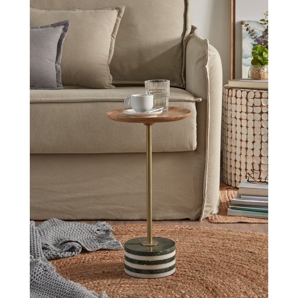 Lleyton kerek mangófa dohányzóasztal, magasság 25 cm - La Forma-image-3