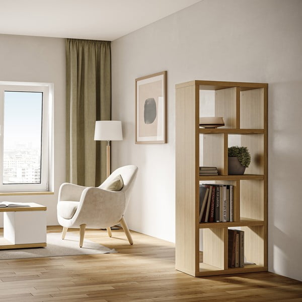 Natúr színű könyvespolc tölgyfa dekorral 70x159 cm Berlin – TemaHome-image-1