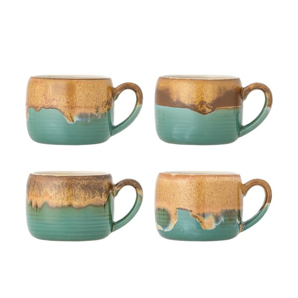 Zöld-barna kőedény bögre szett 4 db-os 400 ml Sheen – Bloomingville