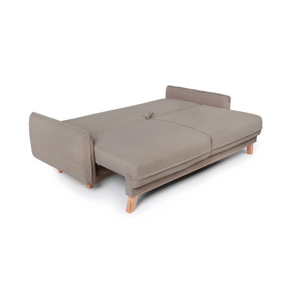Szürkésbarna kordbársony kinyitható-tárolóhelyes kanapé 218 cm Tori – Bonami Selection-image-3