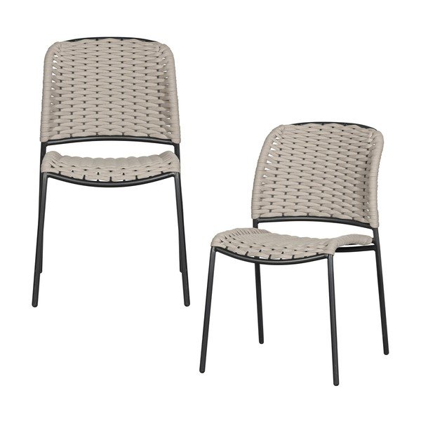 Fekete-bézs fém kerti szék szett 2 db-os Taku – Exotan-image-1