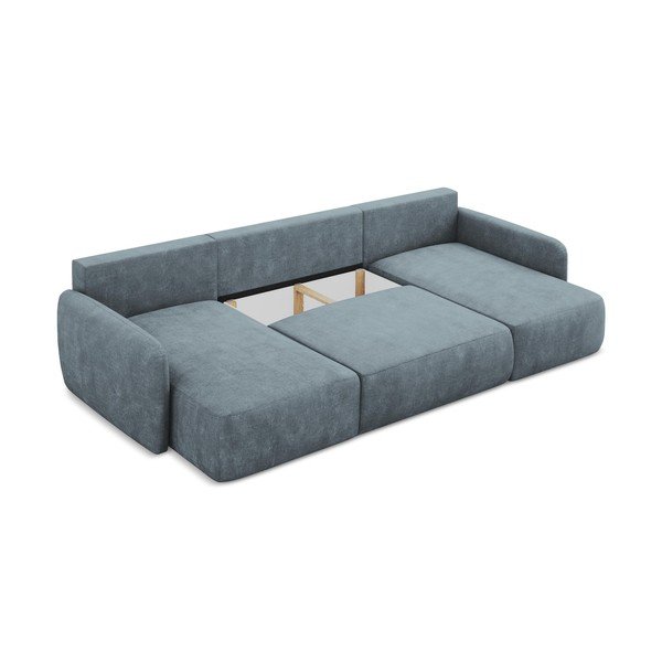 Szürkéskék zsenília kinyitható-tárolóhelyes  sarokkanapé (U alakú) Lilo – Makamii-image-3