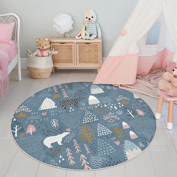 Kék mosható gyerek szőnyeg ø150 cm Forest Land – Mila Home-image-4
