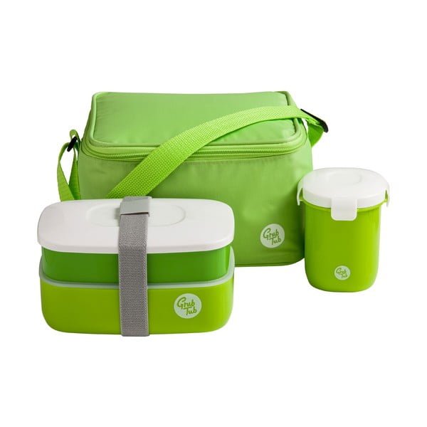 Grub Tub zöld ételtartó doboz, bögrével és táskával, 21 x 13 cm - Premier Housewares