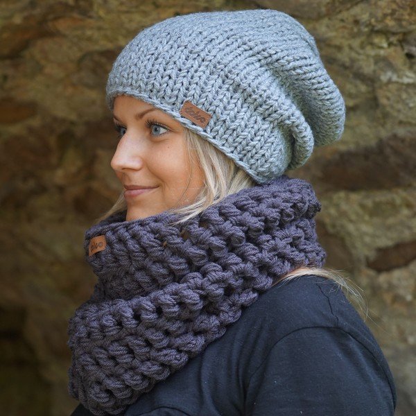 Grey Beanie kézzel horgolt sapka - DOKE-image-3