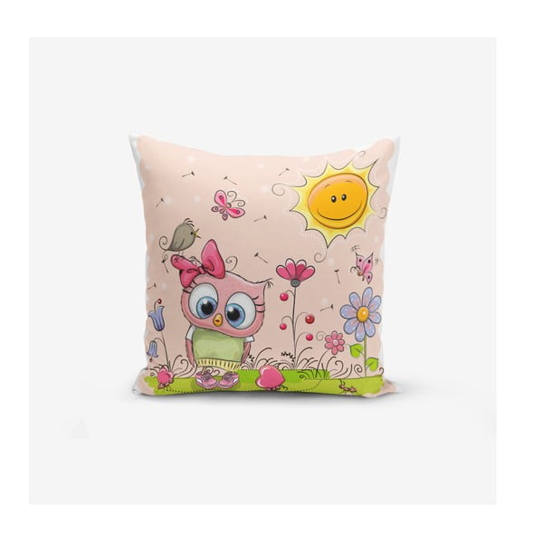 Gyerek párnahuzat 43x43 cm Pink Owl – Mila Home