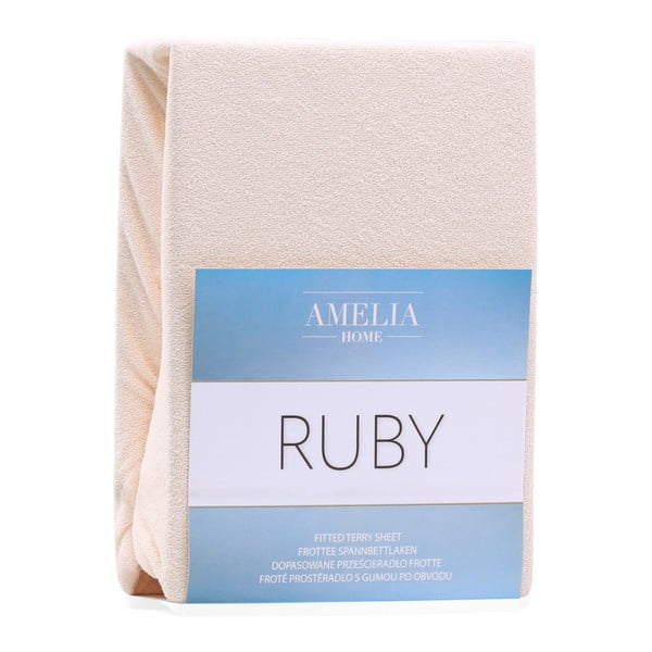 Bézs gumis frottír lepedő 240x220 cm Ruby – Restilo-image-2