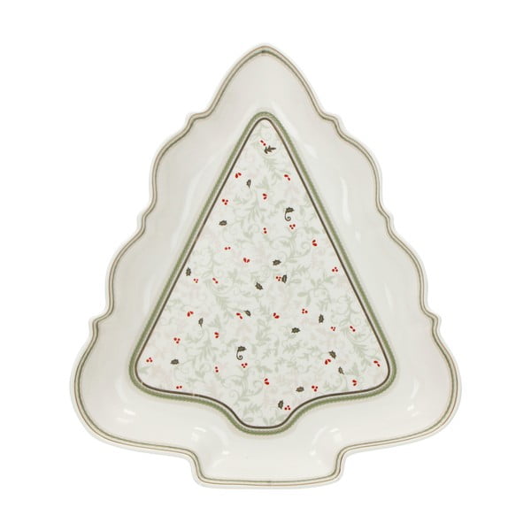 Albero Connubio karácsonyfa alakú porcelán tányér, hossz 26 cm - Brandani