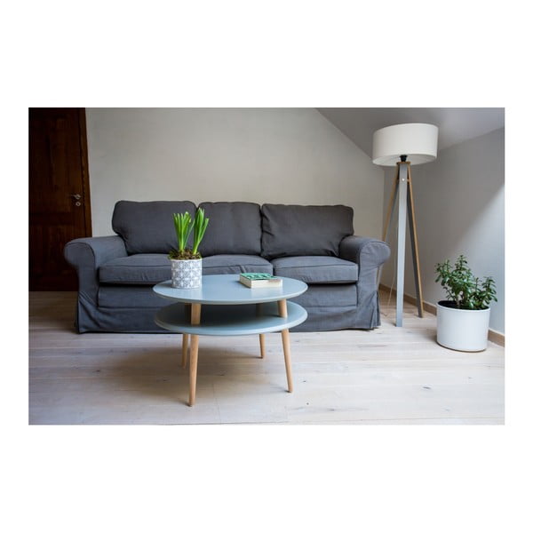 UFO világosszürke dohányzóasztal natúr lábakkal, ⌀ 70 cm - Ragaba-image-4