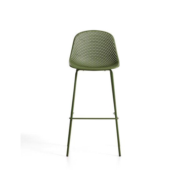 Zöld fém-műanyag kerti bárszék Quinby – Kave Home-image-3