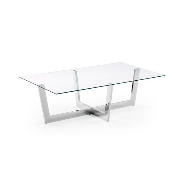 Ezüstszínű dohányzóasztal üveg asztallappal 70x120 cm Plam – Kave Home