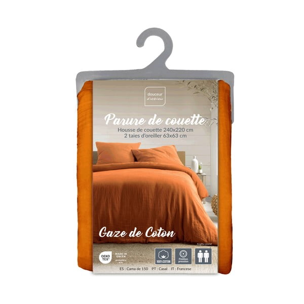 Narancssárga-barna kétszemélyes-hosszabbított muszlin ágyneműhuzat 240x220 cm Angelia – douceur d'intérieur-image-3