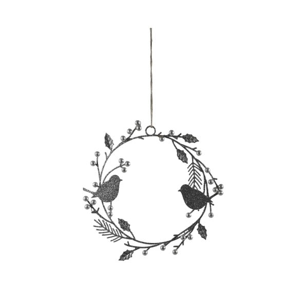 Ezüstszínű dekorációs függő koszorú - Ego Dekor