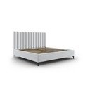 Világosszürke kárpitozott ágyneműtartós franciaágy ágyráccsal 160x200 cm Casey – Mazzini Beds