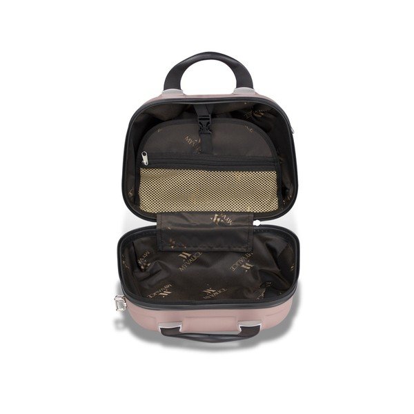 RESSNO MU & M rózsaszín görgős bőrönd és kézipoggyász szett USB csatlakozóval - My Valice-image-3