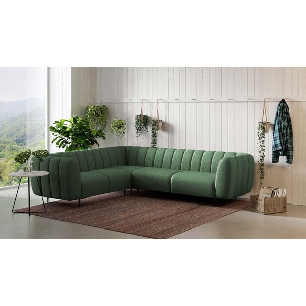 Sötétzöld sarokkanapé (bal oldali-L alakú) Shel – Ghado-image-1