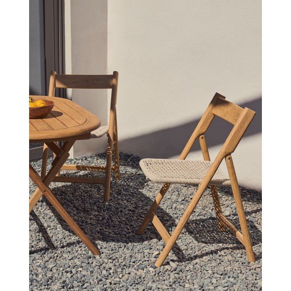 Fehér-natúr színű tömörfa kerti szék Dandara – Kave Home-image-1