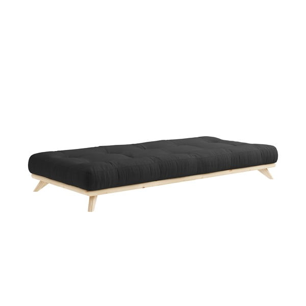 Fekete fa ágy ráccsal 90x200 cm Senza - Karup Design