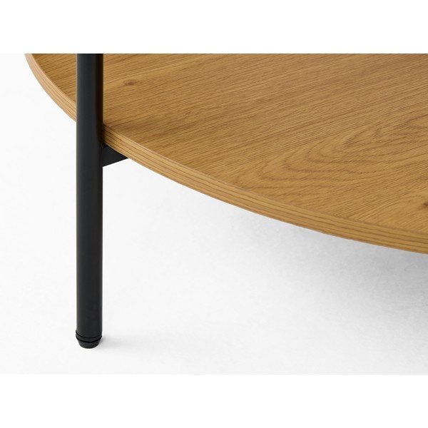 Natúr színű kerek dohányzóasztal üveg asztallappal ø 84 cm Hassel – Unique Furniture-image-4