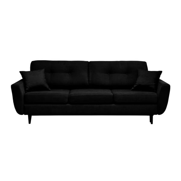 Jasmin fekete háromszemélyes kinyitható kanapé fekete lábakkal - Mazzini Sofas