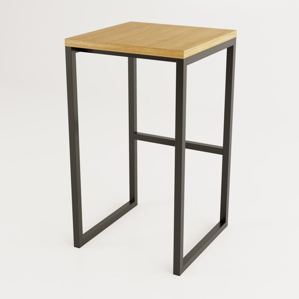 Fekete-natúr színű bárszék tölgyfa dekorral Frame – Woodman-image-2