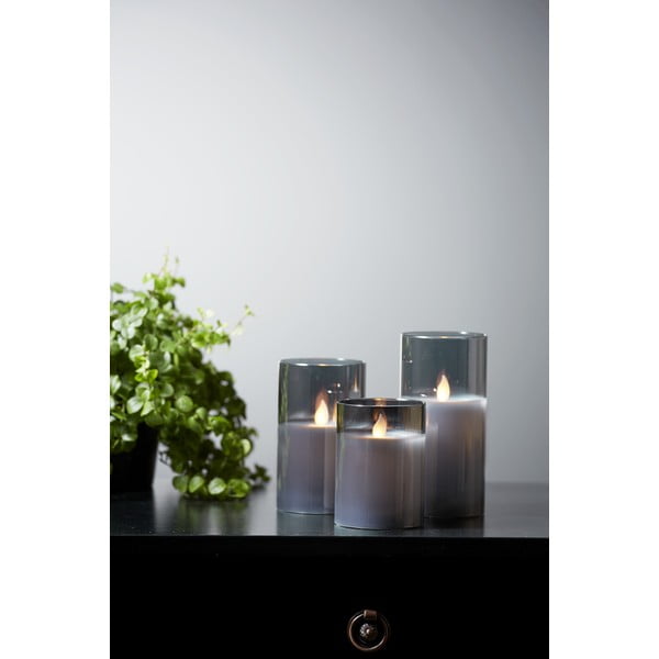 M-Twinkle szürke LED viaszgyertya üvegben, magasság 12,5 cm - Star Trading-image-4