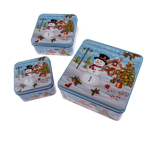 Fém aprósütemény tartó doboz szett 3 db-os Snowman – Dakls