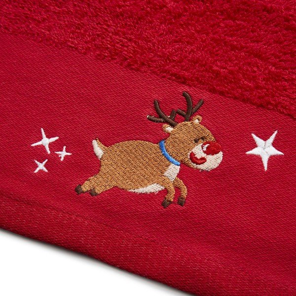 Piros-fehér pamut törölköző szett 2 db-os 40x60 cm Santa's Reindeers – Catherine Lansfield-image-2