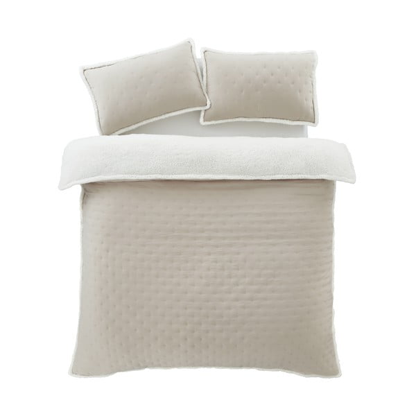 Krémszínű kétszemélyes sherpa ágyneműhuzat 200x200 cm Cosy Nori – Catherine Lansfield