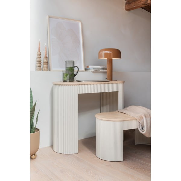 Bézs fém konzolasztal 40x100 cm Estriado  – Leitmotiv-image-1