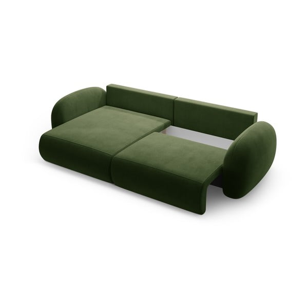 Zöld bársony kinyitható-tárolóhelyes sarokkanapé Tonale – Cosmopolitan Design-image-3