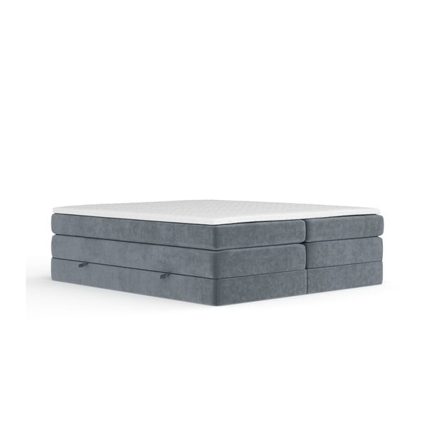 Sötétszürke ágyneműtartós boxspring ágy ágytámla nélkül 200x200 cm Juniper – Maison de Rêve