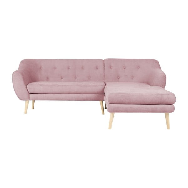 Sicile világos rózsaszín kanapé jobboldali fekvőfotellel - Mazzini Sofas