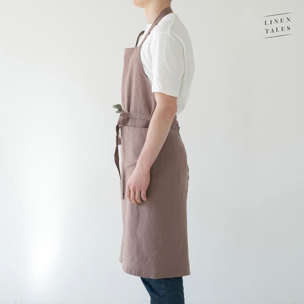Chef lila len kötény, hosszúság 100 cm - Linen Tales-image-3