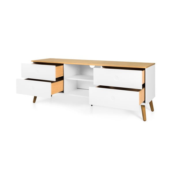 Dot fehér TV-állvány tölgyfa dekorral, szélesség 162 cm - Tenzo-image-2